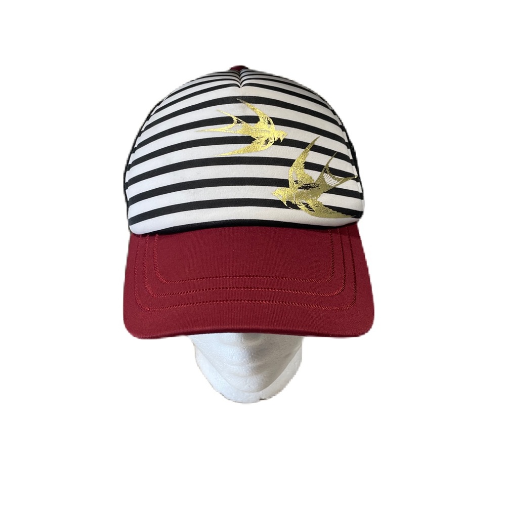 Baseball Hat Womens Red Black White Stripe Gold Bird SnapBack San Diego Hat Co